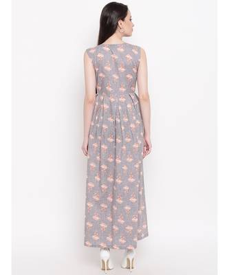 grey printed rayon stitched kurti 5