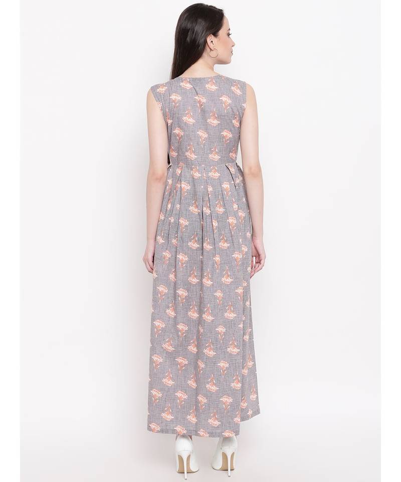 grey printed rayon stitched kurti