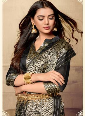 black woven art silk saree with blouse 2