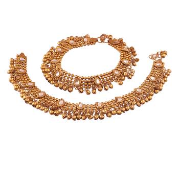 Traditional Gold Plated Kundan Anklet For Girls & Women  1