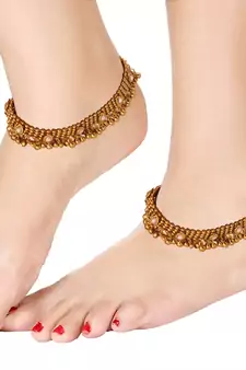 Traditional Gold Plated Kundan Anklet For Girls & Women 