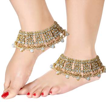 Bridal Kundan Anklets For Women A022W 2
