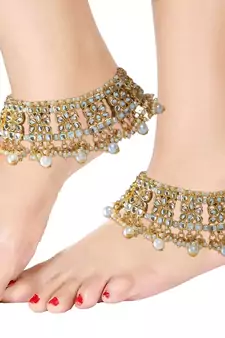 Bridal Kundan Anklets For Women A022W