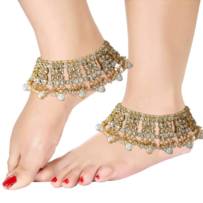 Bridal Kundan Anklets For Women A022W