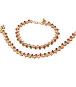 Gold Plated Traditional Kundan Anklets For Women A023Mg