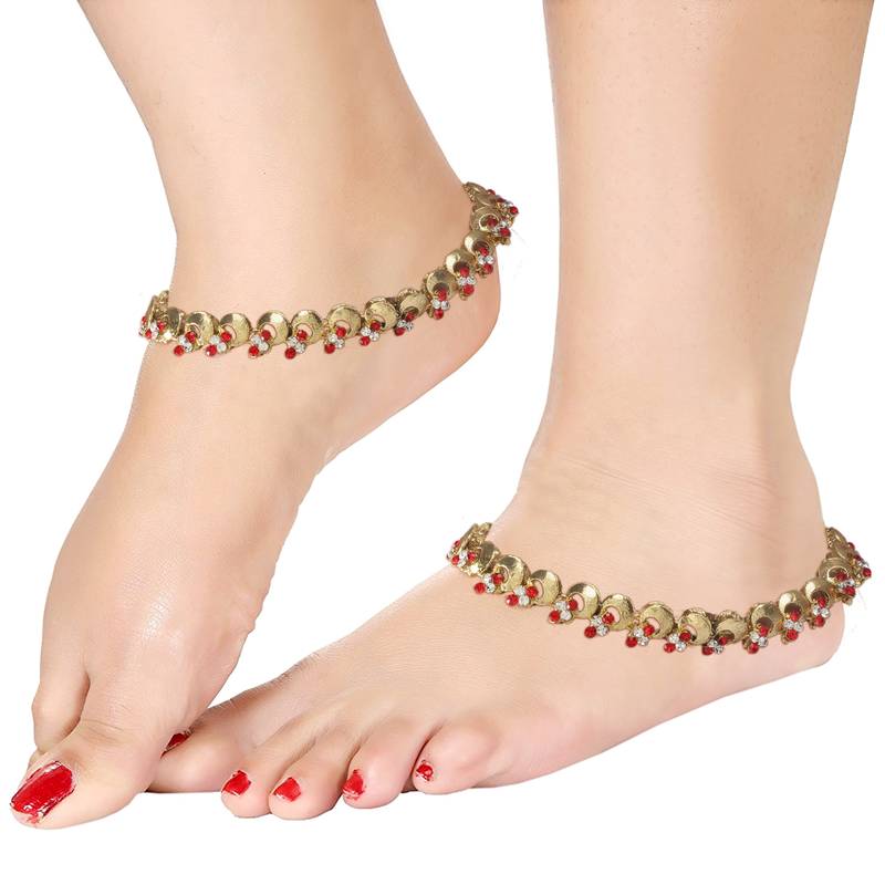 Traditional Kundan Anklets For Women A024R