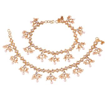 Traditional Kundan Anklets For Women A025W 1