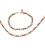 Gold Plated Traditional Kundan Anklets For Women A026Mg