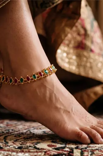 Traditional Kundan Anklets Payal For Girls & Women (A029Mg)