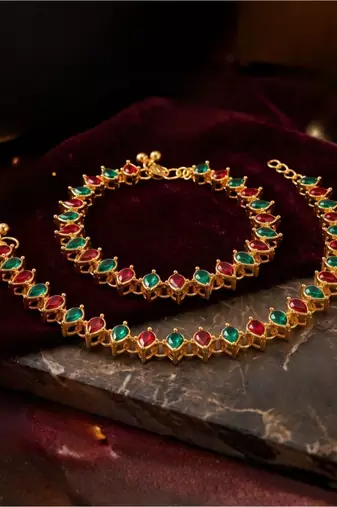 Traditional Kundan Anklets Payal For Girls & Women (A029Mg)