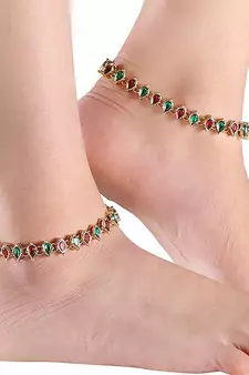 Traditional Kundan Anklets Payal For Girls & Women (A029Mg)