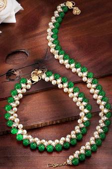Traditional Kundan Pearl Anklets Payal For Girls & Women (A030G)