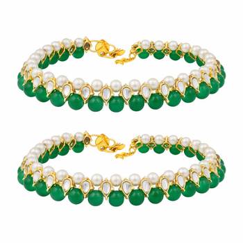 Traditional Kundan Pearl Anklets Payal For Girls & Women (A030G) 2
