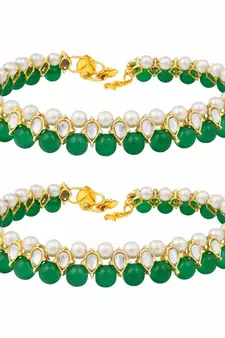 Traditional Kundan Pearl Anklets Payal For Girls & Women (A030G)