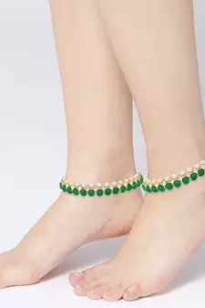 Traditional Kundan Pearl Anklets Payal For Girls & Women (A030G)