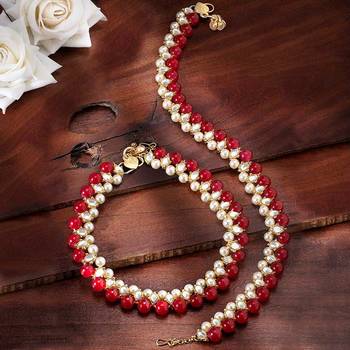 Traditional Gold Plated Kundan Pearl Anklets Payal For Girls & Women  1
