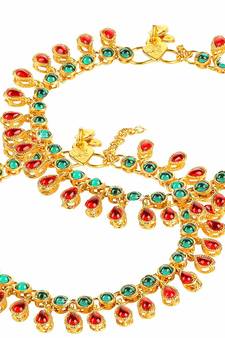 Traditional Gold Plated Kundan Anklets Payal For Girls & Women (A031Mg)