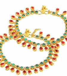 Traditional Gold Plated Kundan Anklets Payal For Girls & Women (A031Mg)