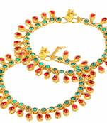 Traditional Gold Plated Kundan Anklets Payal For Girls & Women (A031Mg)