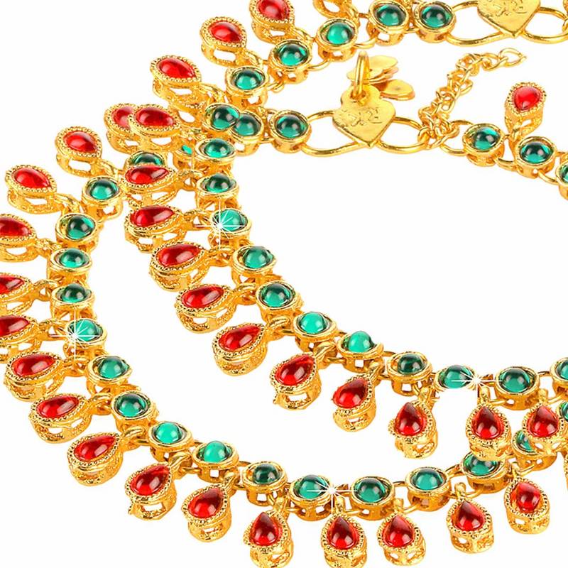 Traditional Gold Plated Kundan Anklets Payal For Girls & Women (A031Mg)