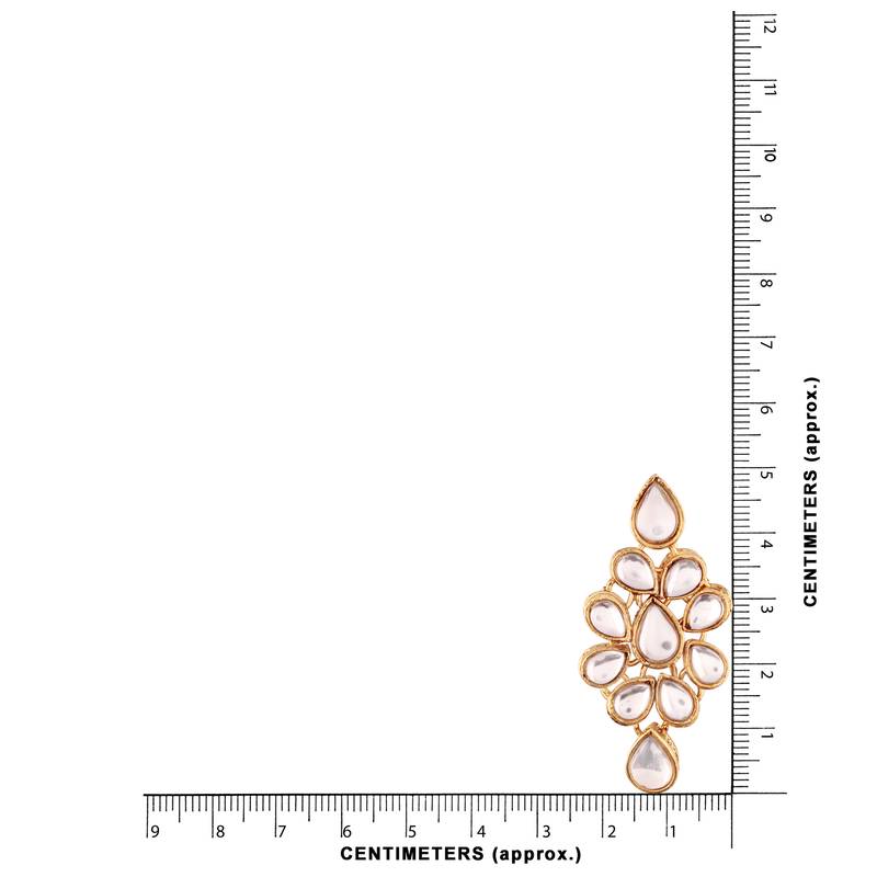 Gold Plated Kundan Earring Set With Maang Tikka For Women (Te2423W)