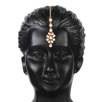 Gold Plated Kundan Earring Set With Maang Tikka For Women (Te2423W) 4