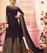 Purple Embroidered Georgette Semi Stitched Salwar With Dupatta