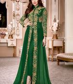 Green Embroidered Georgette Semi Stitched Salwar With Dupatta