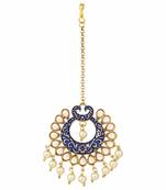 Gold Plated Kalank Inspired Kundan Pearl Meenakari Maang Tikka For Women (T2026Bl)