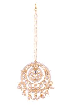 Traditional Gold Plated Kundan & Pearl Maang Tikka For Women (T1084W)