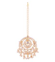 Traditional Gold Plated Kundan & Pearl Maang Tikka For Women 