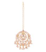 Traditional Gold Plated Kundan & Pearl Maang Tikka For Women 