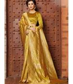 yellow woven art silk saree with blouse