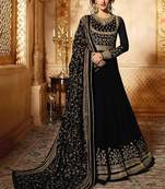 Black Embroidered Georgette Semi Stitched Anarkali With Dupatta