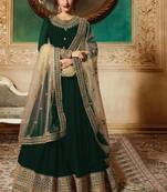 Green Embroidered Georgette Semi Stitched Salwar With Dupatta