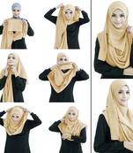 Justkartit Caramel Beige Color Fully Stitched Ready To Wear Instant Hijab Scarf For Women