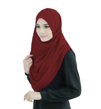 Justkartit Maroon Color Stitched Chiffon Lycra Ready To Wear Instant Hijab Scarf For Women 3