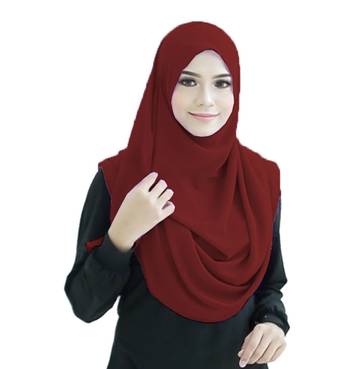 Justkartit Maroon Color Stitched Chiffon Lycra Ready To Wear Instant Hijab Scarf For Women 4