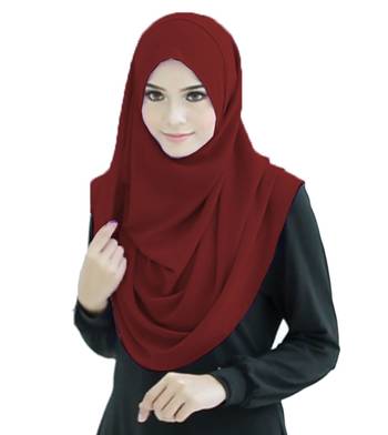 Justkartit Maroon Color Stitched Chiffon Lycra Ready To Wear Instant Hijab Scarf For Women 5