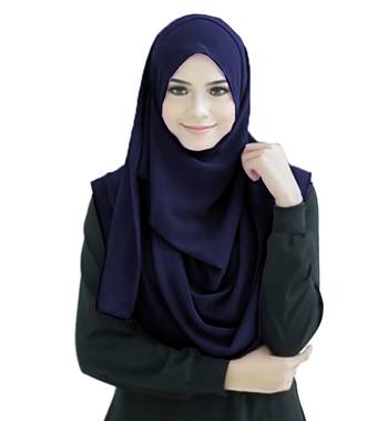 Justkartit Navy Blue Color Stitched 2 Loop Instant Hijab Scarf For Women 2