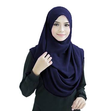 Justkartit Navy Blue Color Stitched 2 Loop Instant Hijab Scarf For Women 4