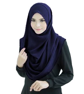 Justkartit Navy Blue Color Stitched 2 Loop Instant Hijab Scarf For Women 5