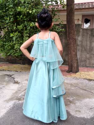 Sky Blue Double Layer Chaniya Choli For Kids 2