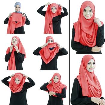Justkartit Peach Color Fully Stitched Ready To Wear Instant Scarf Hijab For Women 1