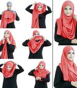 Justkartit Peach Color Fully Stitched Ready To Wear Instant Scarf Hijab For Women