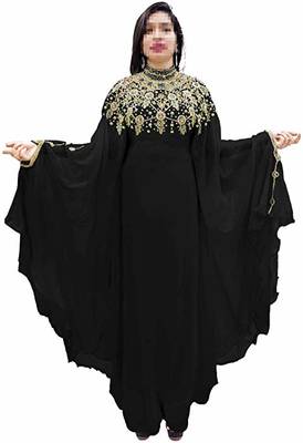 Black Embroidered Georgette Islamic Kaftans 4