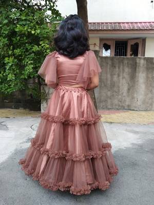 Brown Pannle Work Lahenga Choli 2