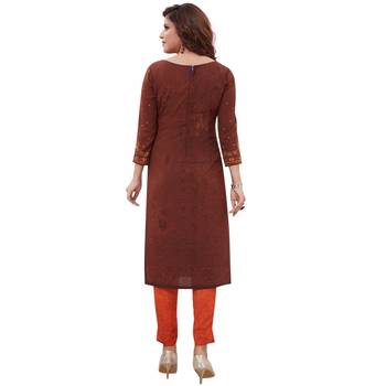 Brown floral print synthetic salwar 2
