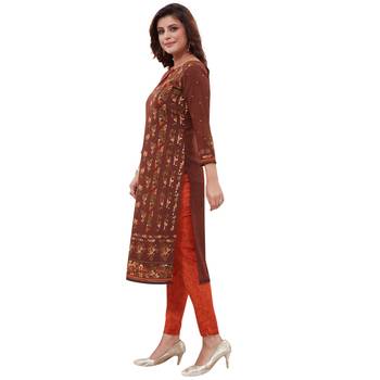 Brown floral print synthetic salwar 3