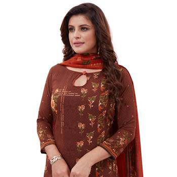 Brown floral print synthetic salwar 4